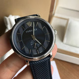 Buy Shop Versace Menifesto Quartz Blue Dial Blue Leather Strap Watch For Men - VBQ01017 USA Online