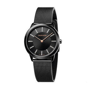Buy Shop Calvin Klein Minimal Diamonds Black Dial Black Mesh Bracelet Watch for Women - K3M22X2X USA Online