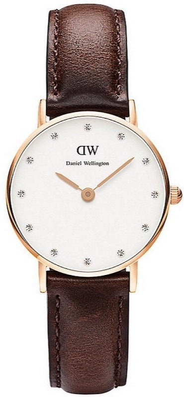 Buy Shop Daniel Wellington Classy Bristol White Dial Brown Leather Strap Watch For Women - DW00100062 USA Online