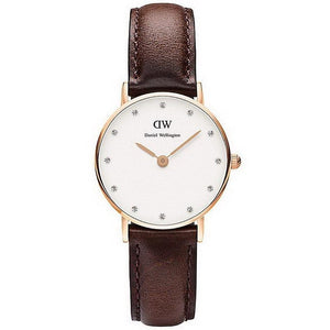 Buy Shop Daniel Wellington Classy Bristol White Dial Brown Leather Strap Watch For Women - DW00100062 USA Online
