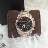 Buy Shop Michael Kors Blair Chronograph Black Dial Two Tone Steel Strap Watch For Women - MK6093 USA Online