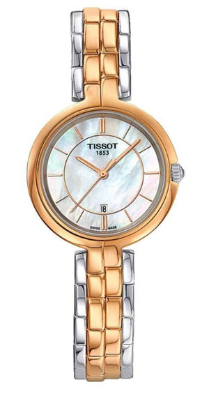 Tissot T Lady Flamingo Lady Mother of Pearl Dial Two Tone Steel Strap Watch For Women - T094.210.22.111.00