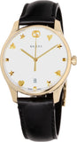 Buy Shop Gucci G-Timeless Mother of Pearl Dial Black Leather Strap Watch For Women - YA1264044 USA Online
