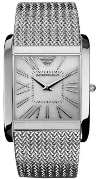 Buy Shop Emporio Armani Super Slim Quartz White Dial Silver Mesh Bracelet Watch For Women - AR2015 USA Online