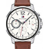 Buy Shop Tommy Hilfiger Landon Chronograph White Dial Brown Leather Strap Watch for Men - 1791531 USA Online