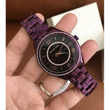 Buy Shop Michael Kors Lauryn Black Dial Purple Steel Strap Watch for Women - MK3724 USA Online