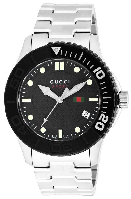 Buy Shop Gucci G Timeless Black Dial Silver Steel Strap Watch For Men - YA126249 USA Online