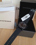 Buy Shop Emporio Armani Luigi Chronograph Black Dial Black Leather Strap Watch For Men - AR11133 USA Online