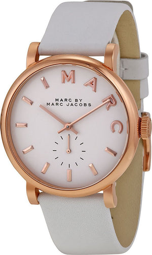 Buy Shop Marc Jacobs Baker White Dial White Leather Strap Watch for Women - MBM1283 USA Online