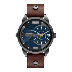 Buy Shop Diesel Mini Daddy Analog Blue Dial Brown Leather Strap Watch For Men - DZ7339 USA Online