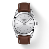 Buy Shop Tissot Gentleman Silver Dial Brown Leather Strap Watch For Men - T127.410.16.031.00 USA Online