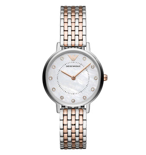 Buy Shop Emporio Armani Mother of Pearl Dial Two Tone Stainless Steel Watch For Women - AR11094 USA Online