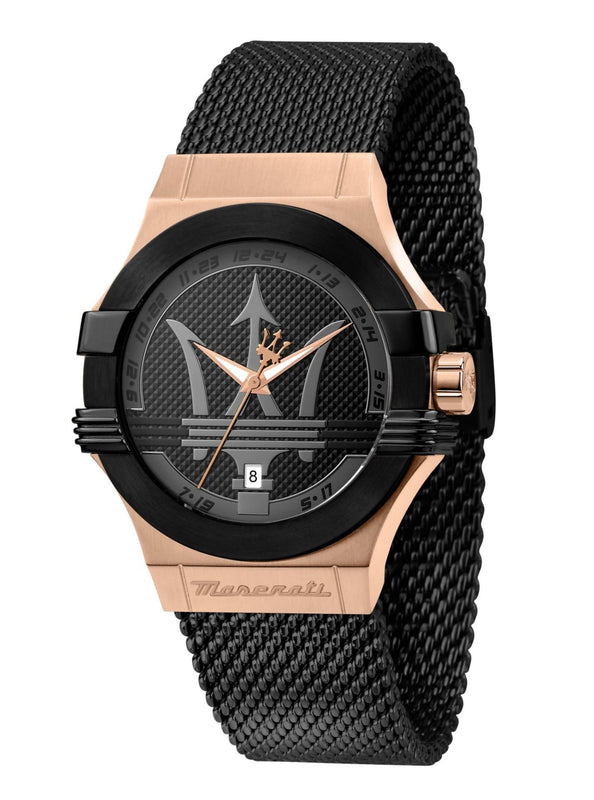 Buy Shop Maserati Potenza Black Mesh Bracelet Black Dial Watch For Men - R8853108010 USA Online