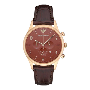 Buy Shop Emporio Armani Classic Chronograph Burgundy Dial Brown Leather Strap Watch For Men - AR1890 USA Online