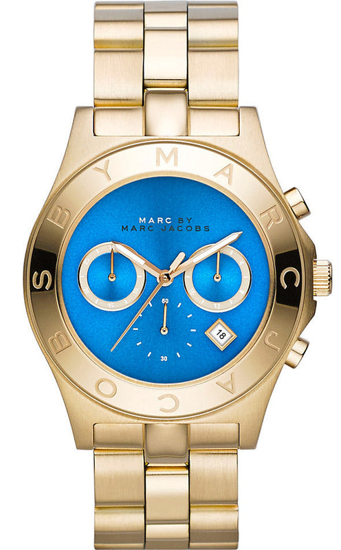 Buy Shop Marc Jacobs Blade Chronograph Blue Dial Gold Steel Strap Watch for Women - MBM3307 USA Online