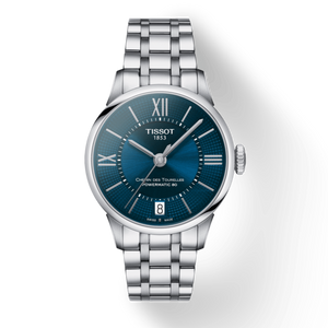 Buy Shop Tissot Chemin Des Tourelles Powermatic 80 Lady Blue Dial Silver Steel Strap Watch For Women - T099.207.11.048.00 USA Online