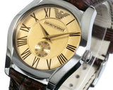 Buy Shop Emporio Armani Classic Quartz Beige Dial Brown Leather Strap Watch For Men - AR0646 USA Online