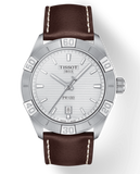 Buy Shop Tissot PR 100 Sport Silver Dial Brown Leather Strap Watch For Men - T101.610.16.031.00 USA Online