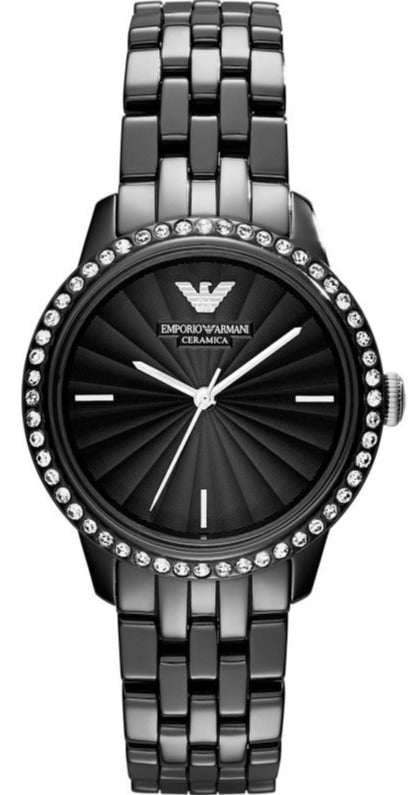 Buy Shop Emporio Armani Ceramica Crystals Black Dial Black Ceramic Strap Watch For Women - AR1478 USA Online