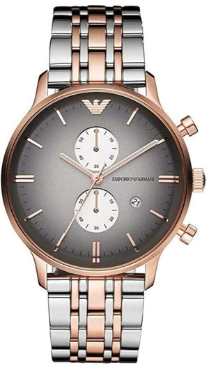 Buy Shop Emporio Armani Gianni Chronograph Grey Dial Two Tone Steel Strap Watch For Men - AR1721 USA Online