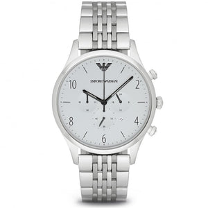 Buy Shop Emporio Armani Classic Chronograph Silver Dial Silver Steel Strap Watch For Men - AR1879 USA Online