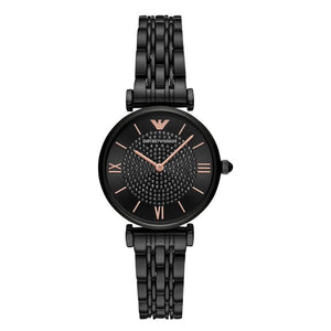 Buy Shop Emporio Armani Gianni T Bar All Black Diamond Dial Watch For Women - AR11245 USA Online