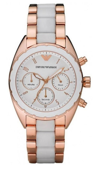 Buy Shop Emporio Armani Sportivo White Dial Rose Gold & White Steel Strap Watch For Women - AR5942 USA Online