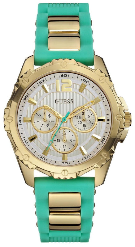 Buy Shop Guess Intrepid 2 Silver Dial Two Tone Rubber Strap Watch For Women - W0325L4 USA Online