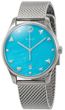 Buy Shop Gucci G-Timeless Turquoise Mother of Pearl Dial Silver Mesh Bracelet Watch For Women - YA126582 USA Online