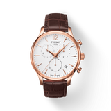 Buy Shop Tissot T Classic Tradition Chronograph White Dial Brown Leather Strap Watch For Men - T063.617.36.037.00 USA Online