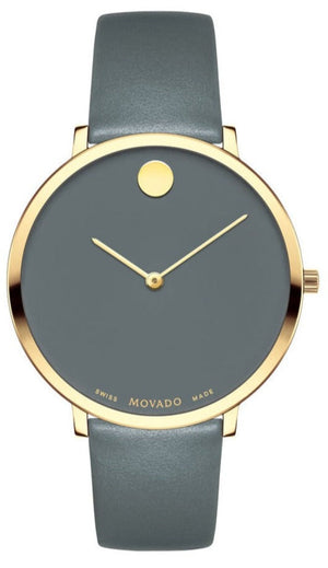 Buy Shop Movado 70th Anniversary Special Edition Grey Dial Grey Leather Strap Watch For Women - 0607140 USA Online