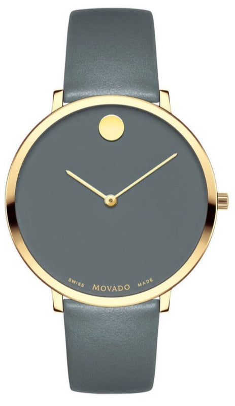 Buy Shop Movado 70th Anniversary Special Edition Grey Dial Grey Leather Strap Watch For Women - 0607140 USA Online