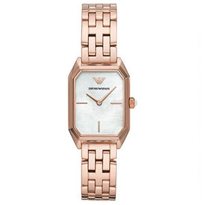 Buy Shop Emporio Armani Giola White Mother of Pearl Dial Rose Gold Steel Strap Watch For Women - AR11147 USA Online