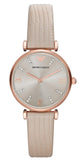 Buy Shop Emporio Armani Gianni T Bar Gunmetal Dial Beige Leather Strap Watch For Women - AR1681 USA Online