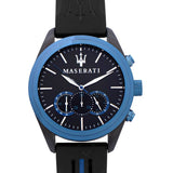 Maserati Traguardo Sports Blue Dial Black Rubber Strap Watch For Men - R8871612006