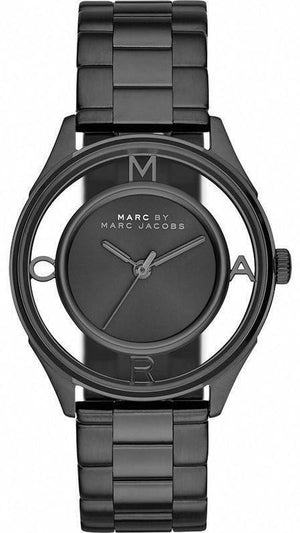 Buy Shop Marc Jacobs Tether Transparent Black Dial Black Steel Strap Watch for Women - MBM3419 USA Online