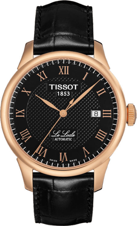Buy Shop Tissot T Classic Le Locle Automatic Black Dial Black Leather Strap Watch For Men - T41.5.423.53 USA Online