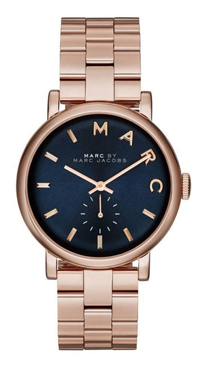 Buy Shop Marc Jacobs Baker Blue Dial Rose Gold Steel Strap Watch for Women - MBM3330 USA Online