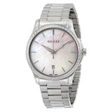 Gucci G Timeless Mother of Pearl White Dial Silver Steel Strap Watch For Women - YA126444