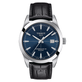 Buy Shop Tissot Gentleman Powermatic 80 Silicium Blue Dial Black Leather Strap Watch For Men - T127.407.16.041.01 USA Online