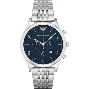 Buy Shop Emporio Armani Chronograph Blue Dial Silver Steel Strap Watch For Men - AR1942 USA Online