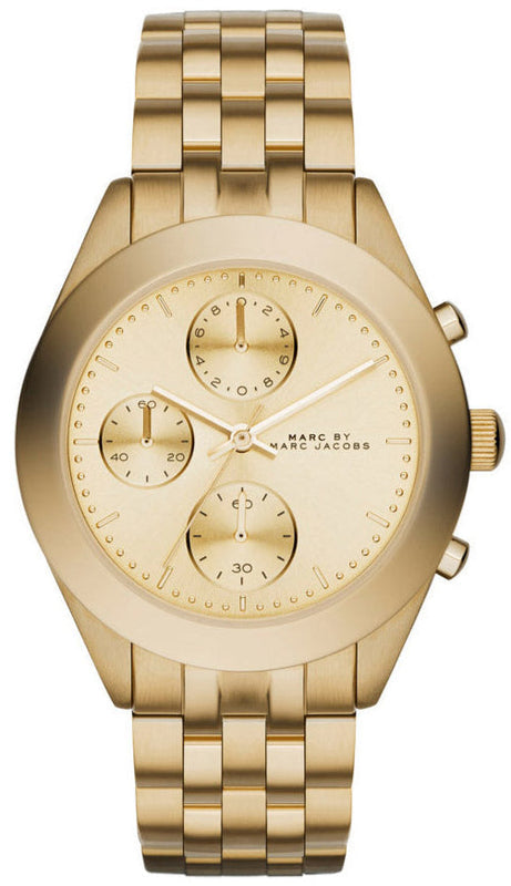 Buy Shop Marc Jacobs Peeker Chronograph Gold Dial Gold Steel Strap Watch for Women - MBM3393 USA Online