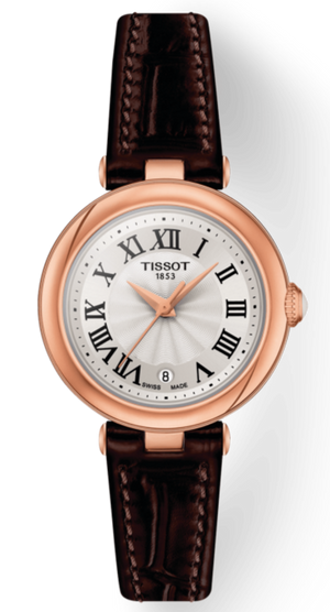 Buy Shop Tissot Bellissima Small Lady White Dial Brown Leather Strap Watch For Women - T126.010.36.013.00 USA Online