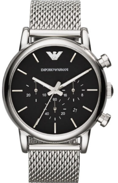 Buy Shop Emporio Armani Luigi Chronograph Black Dial Silver Mesh Bracelet Watch For Men - AR1811 USA Online