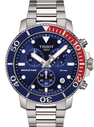 Tissot Seastar 1000 Chronograph Blue Dial Silver Steel Strap Watch For Men - T120.417.11.041.03