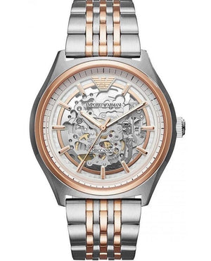 Buy Shop Emporio Armani Meccanico White Dial Two Tone Stainless Steel Watch For Men - AR60002 USA Online