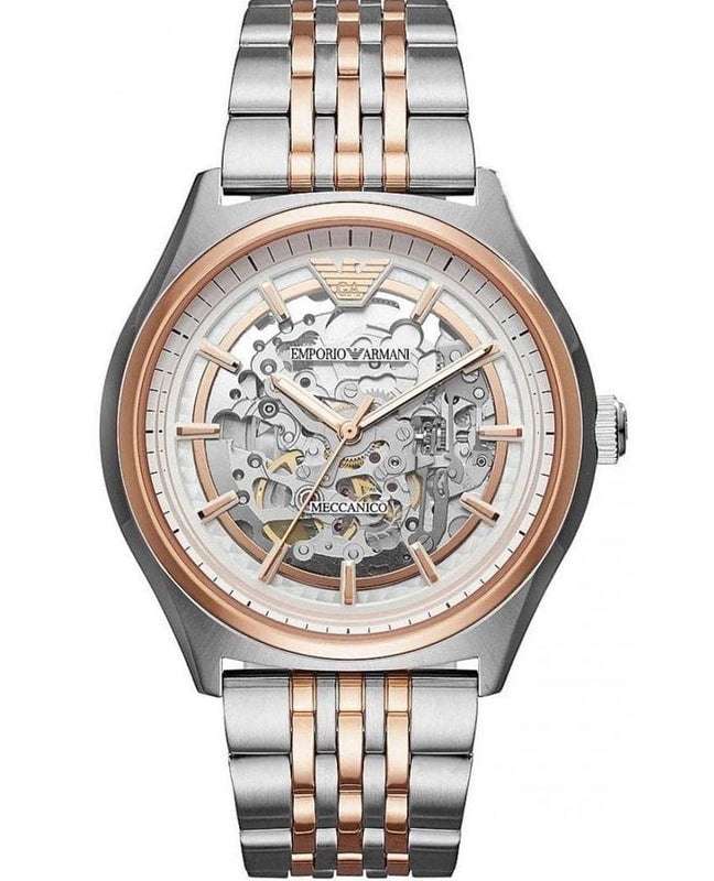 Buy Shop Emporio Armani Meccanico White Dial Two Tone Stainless Steel Watch For Men - AR60002 USA Online