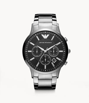 Buy Shop Emporio Armani Sportivo Chronograph Black Dial Silver Steel Strap Watch For Men - AR2460 USA Online