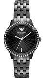 Buy Shop Emporio Armani Crystal Ceramica Black Dial Black Steel Strap Watch For Women - AR1478 USA Online