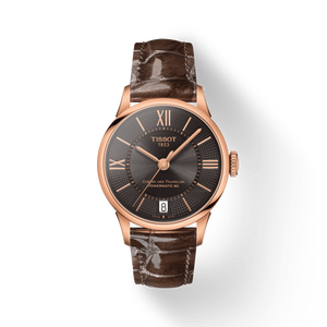 Buy Shop Tissot Chemin Des Tourelles Powermatic 80 Lady Brown Dial Brown Leather Strap Watch For Women - T099.207.36.448.00 USA Online
